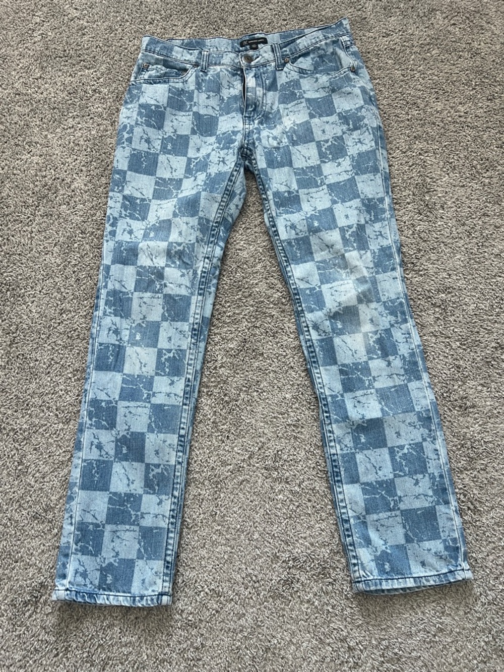 I.N.C. International Concepts Men's Slim-Straight Checkered Denim Jeans - Sz 34W - Picture 2 of 15